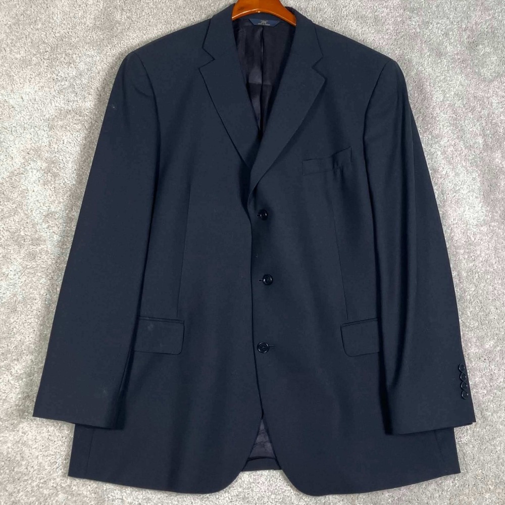 Brooks Brothers 346 Suit Mens 48L W42 L33 Navy Blue Stretch Wool 3-Button Blazer - Picture 2 of 16